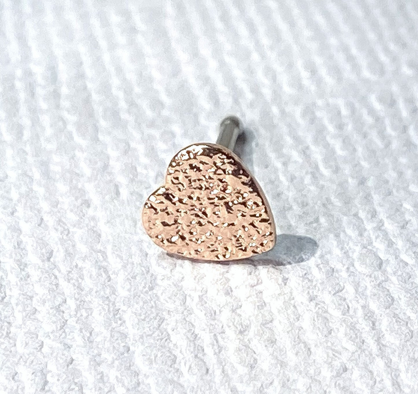 1pc Sandblast Finish Style Heart 20g Nose Stud Bone Ring Gold or Silver