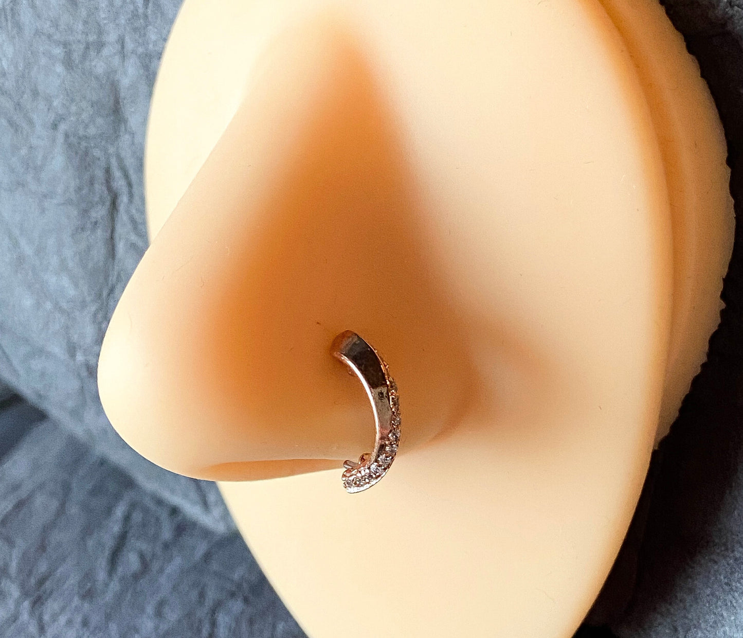1pc Lined CZ Gems Nose Hoop Ear Cartilage Ring Rook Daith Helix Tragus