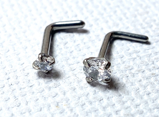 1pc Solid Implant Grade Titanium Grade 23 6AL4V-ELi L-Bend Nose Ring- 18g or 20g