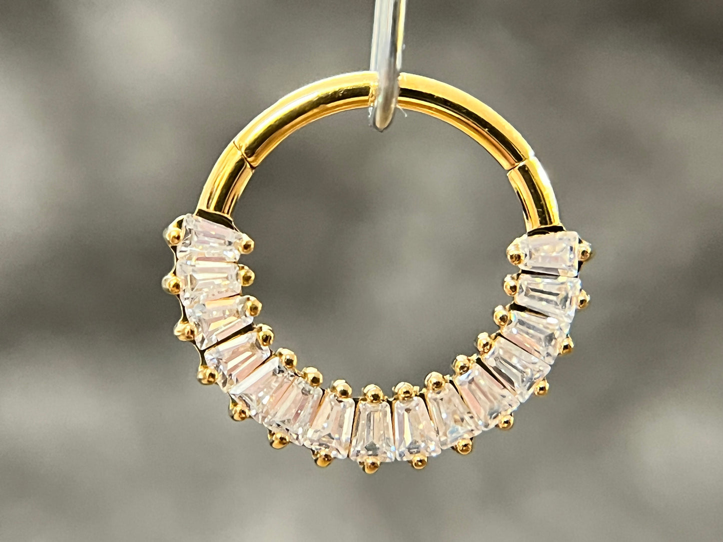 1 Piece of Stunning Baguette Gem Fan Hinged Segment Ring - 16g - 8mm or 10mm Internal Diameter