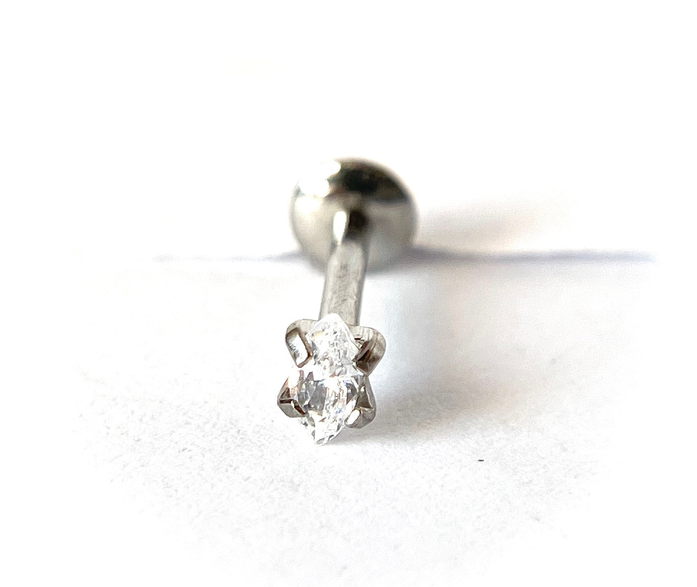 1pc Marquise CZ Gem 16g Internally Threaded 1/4" or 5/16" Steel Labret Monroe