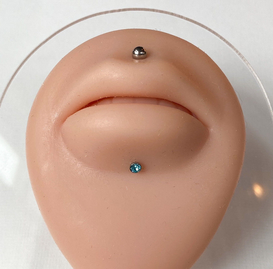 1pc Push In Gem Half Ball 16g Labret Monroe Stud Lip Ring Helix Ear Cartilage