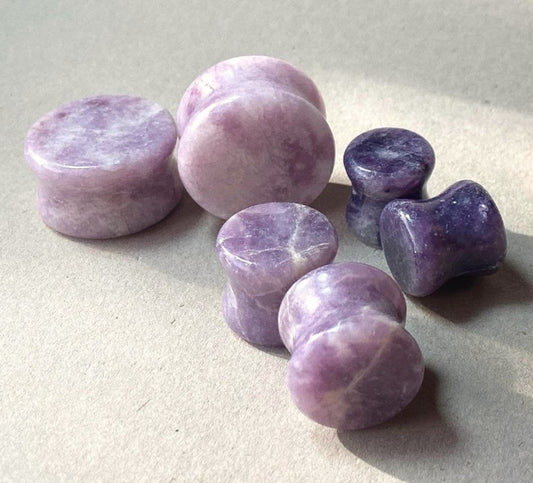 PAIR of Beautiful Natural Organic Moondevite Stone Double Flare Plugs