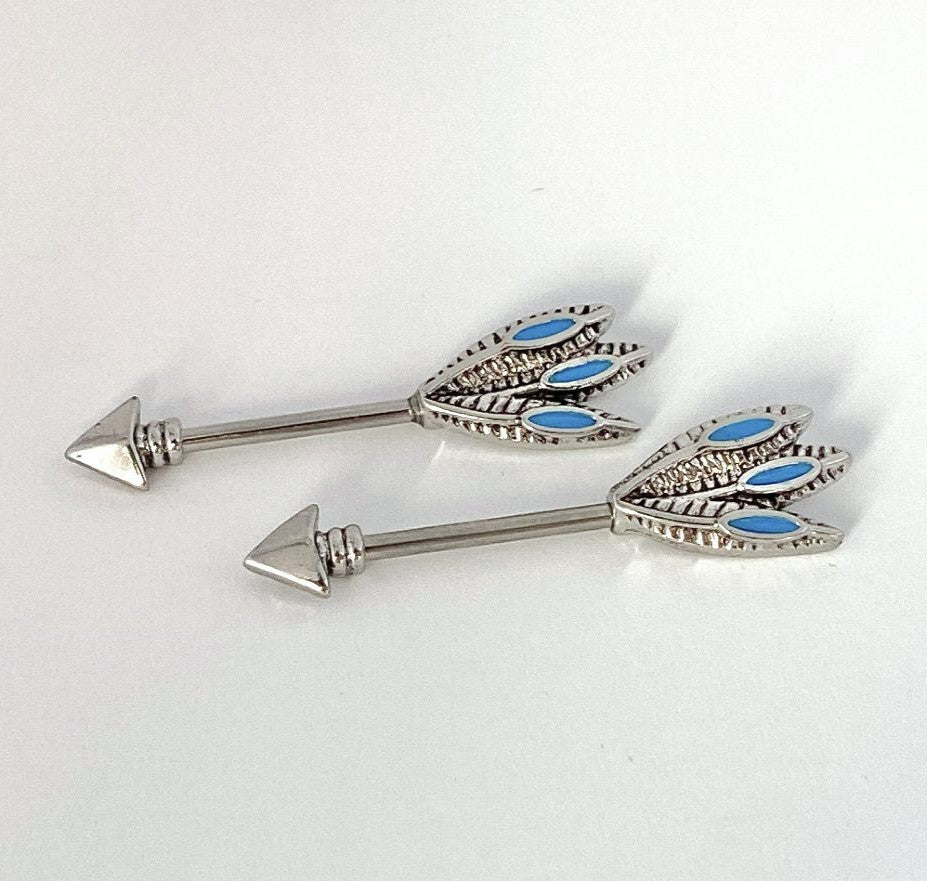 PAIR Tribal Arrow Nipple Barbells Rings Body Jewelry 14g Body Piercing Jewelry