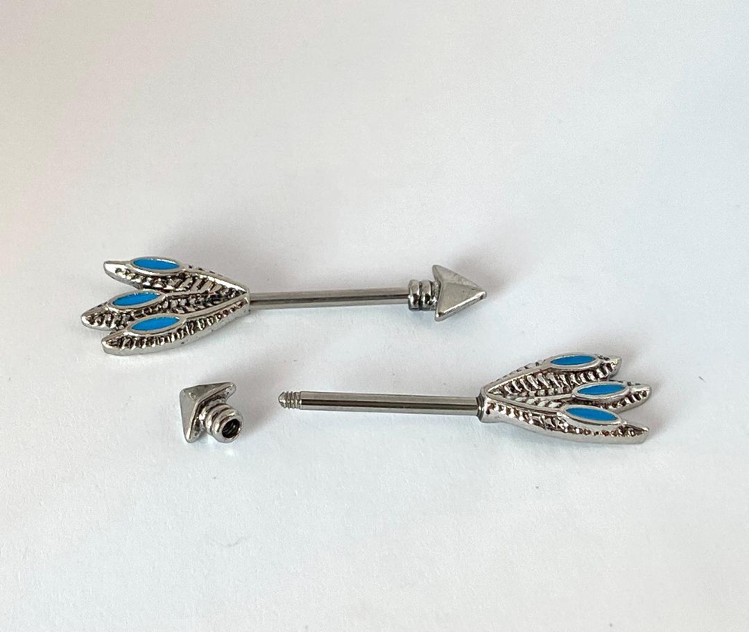 PAIR Tribal Arrow Nipple Barbells Rings Body Jewelry 14g Body Piercing Jewelry