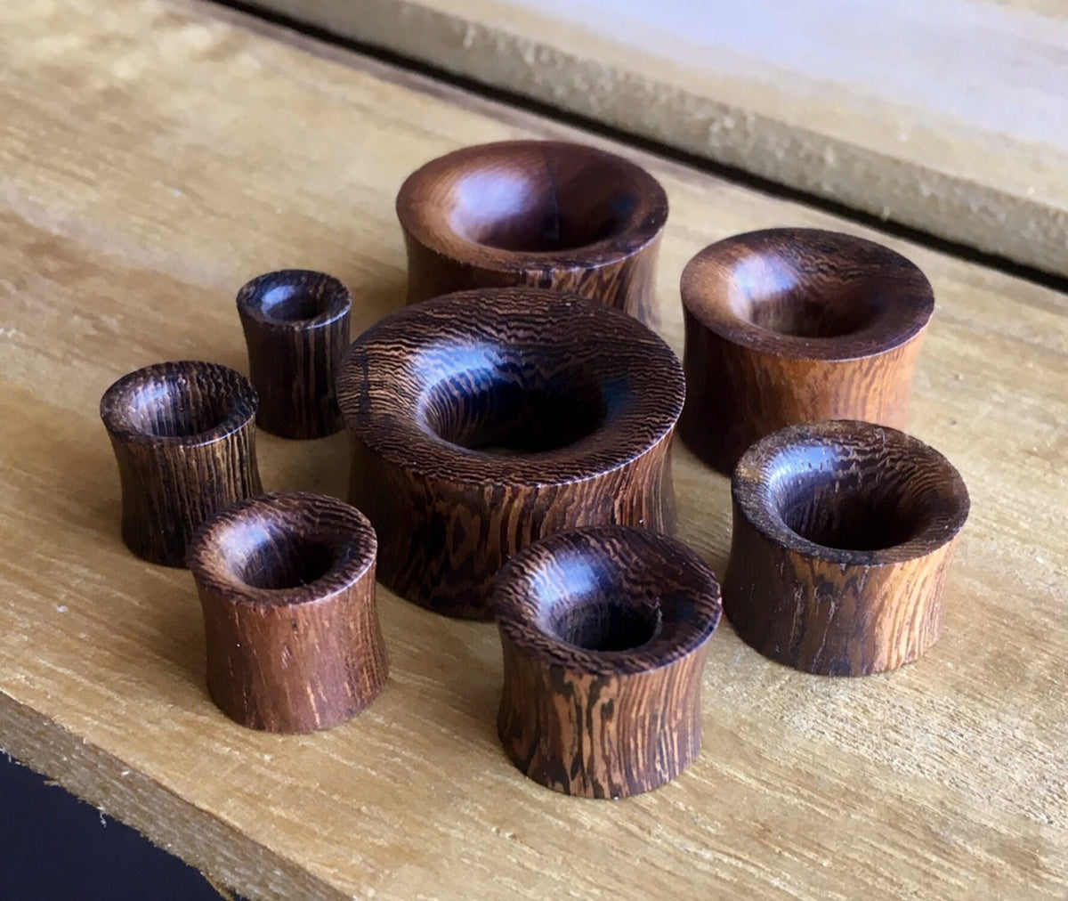 PAIR of Unique Organic Concave Snake Wood Double Flare Tunnels - Gauges 0g (8mm) up to 1" (25mm) available!