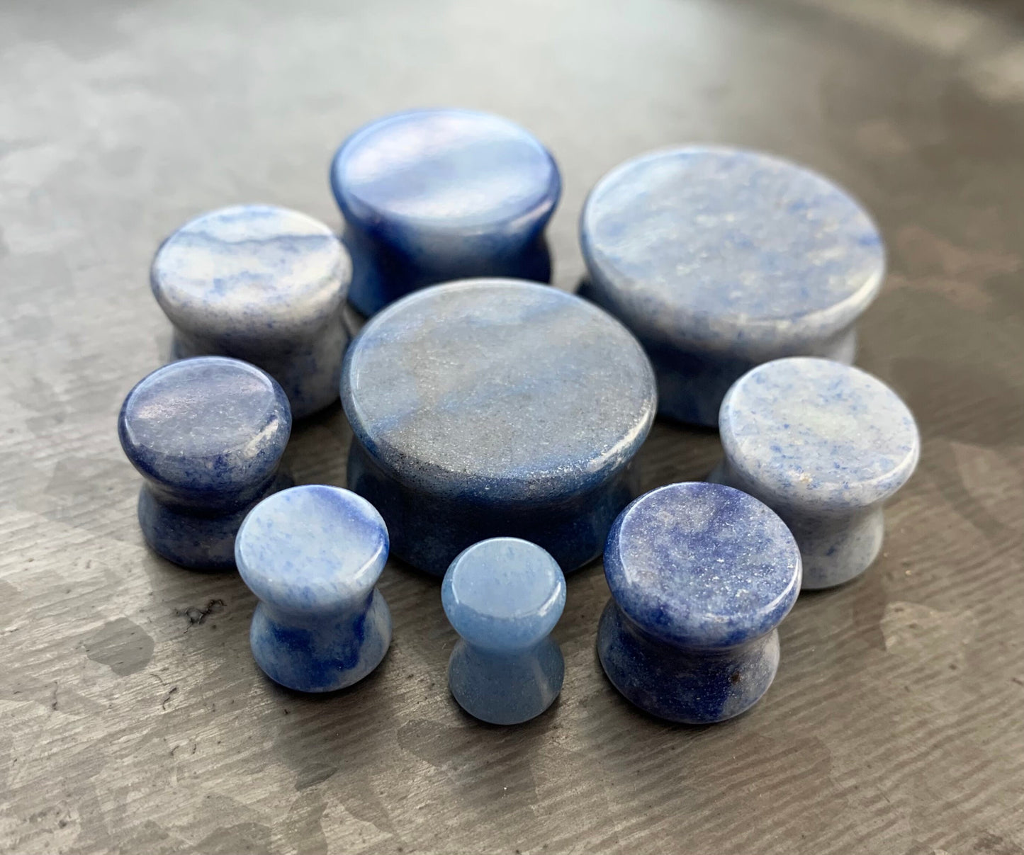 PAIR of Stunning Blue Aventurine Natural Organic Stone Double Flare Stone Plugs/Tunnels - Gauges 2g (6mm) up to 1" (25mm) available!