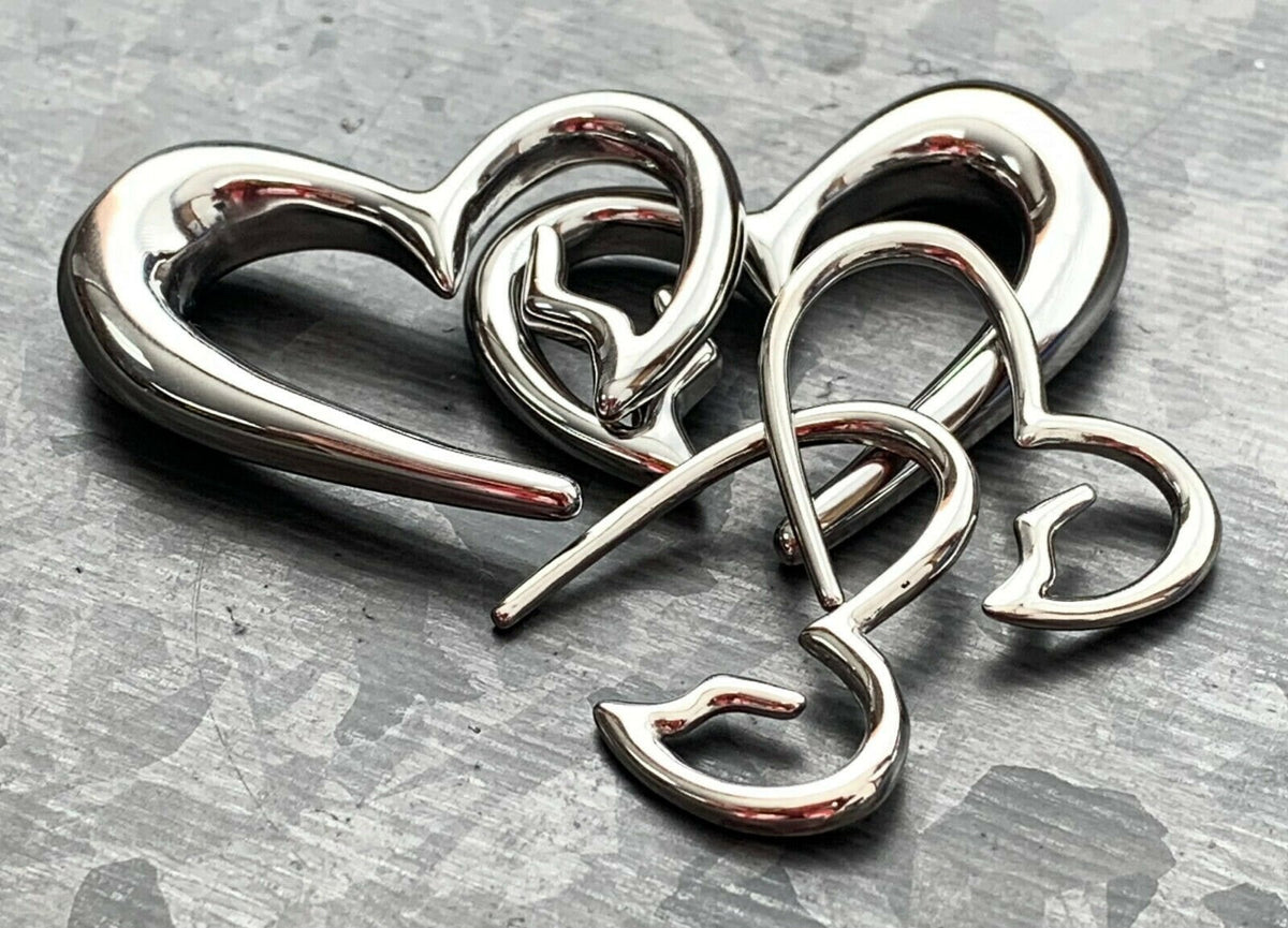PAIR of Unique Surgical Steel Heart Breaker Tapers 8mm (0g) ONLY!!!!!!!!!!!!!!!!!