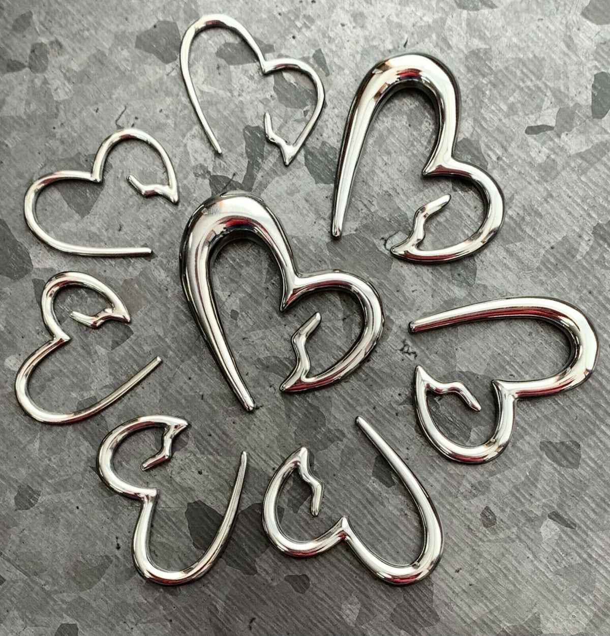 PAIR of Unique Surgical Steel Heart Breaker Tapers 8mm (0g) ONLY!!!!!!!!!!!!!!!!!