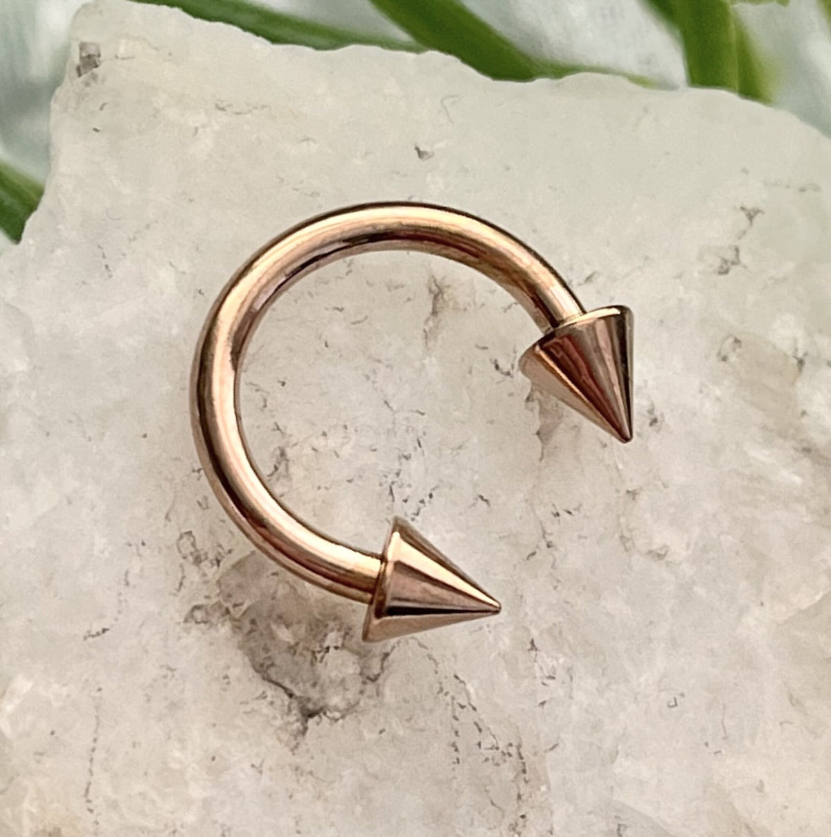 1 Piece Stunning Rose Gold Spiked Circular Barbell Horseshoe Ring - 16g, 14g- Internal Diameter 6mm, 8mm, 10mm Available!