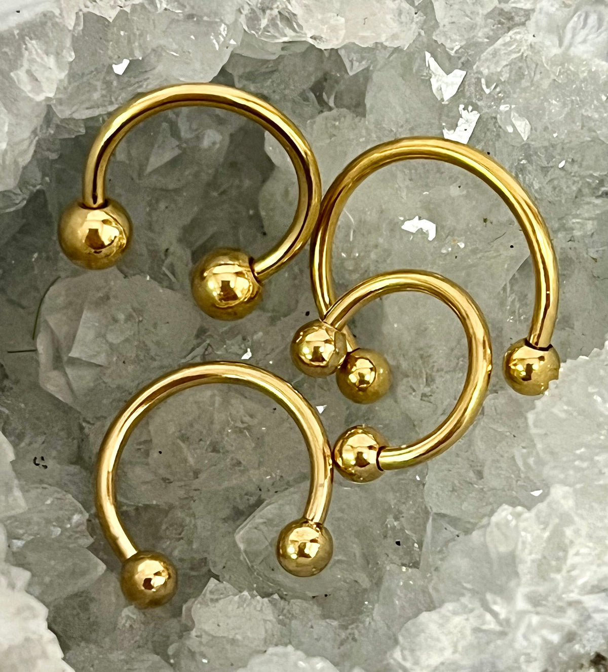 1 Piece Gold Circular Barbell Horseshoe Ring - 18g, 16g, 14g, 12g, 10g, 8g, 6g, 4g 2g with Assorted Internal Diameter and Ball Size!!