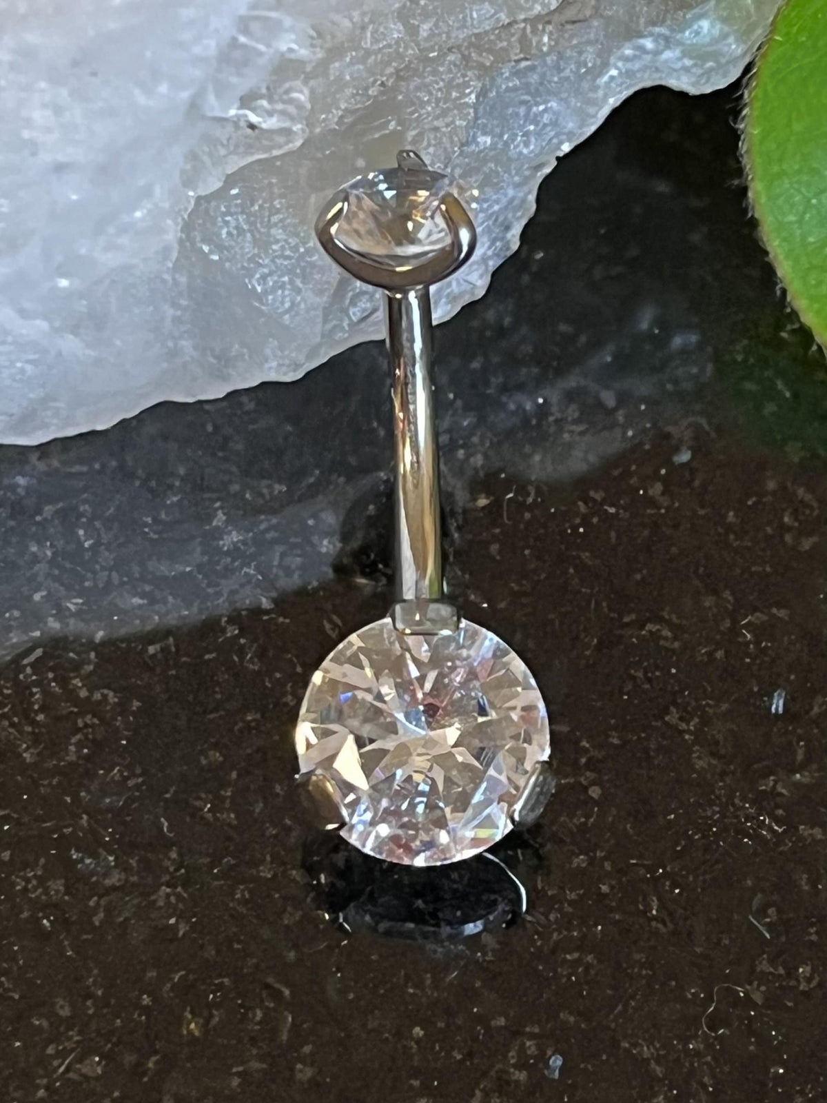 1 Piece Solid Implant Grade Titanium Round Gem Internally Threaded Navel/Naval Belly Ring - 14g - Available in a Variety of Colors!