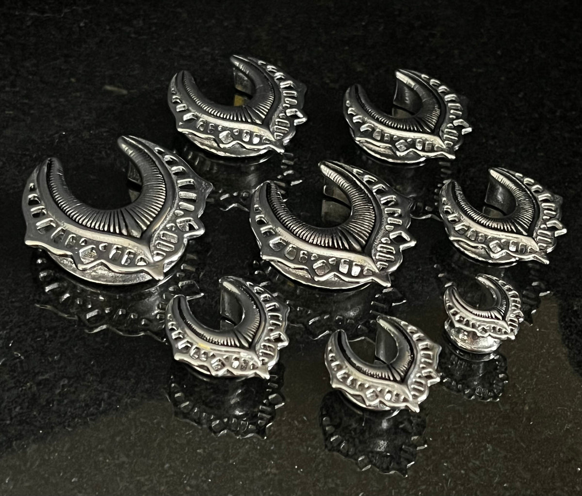 PAIR of Beautiful Wishbone Spine Shield Saddle Surgical Steel Ear Spreader Hanger-Tunnels/Plugs - Gauges 0g (8mm) thru 1" (25mm) available!