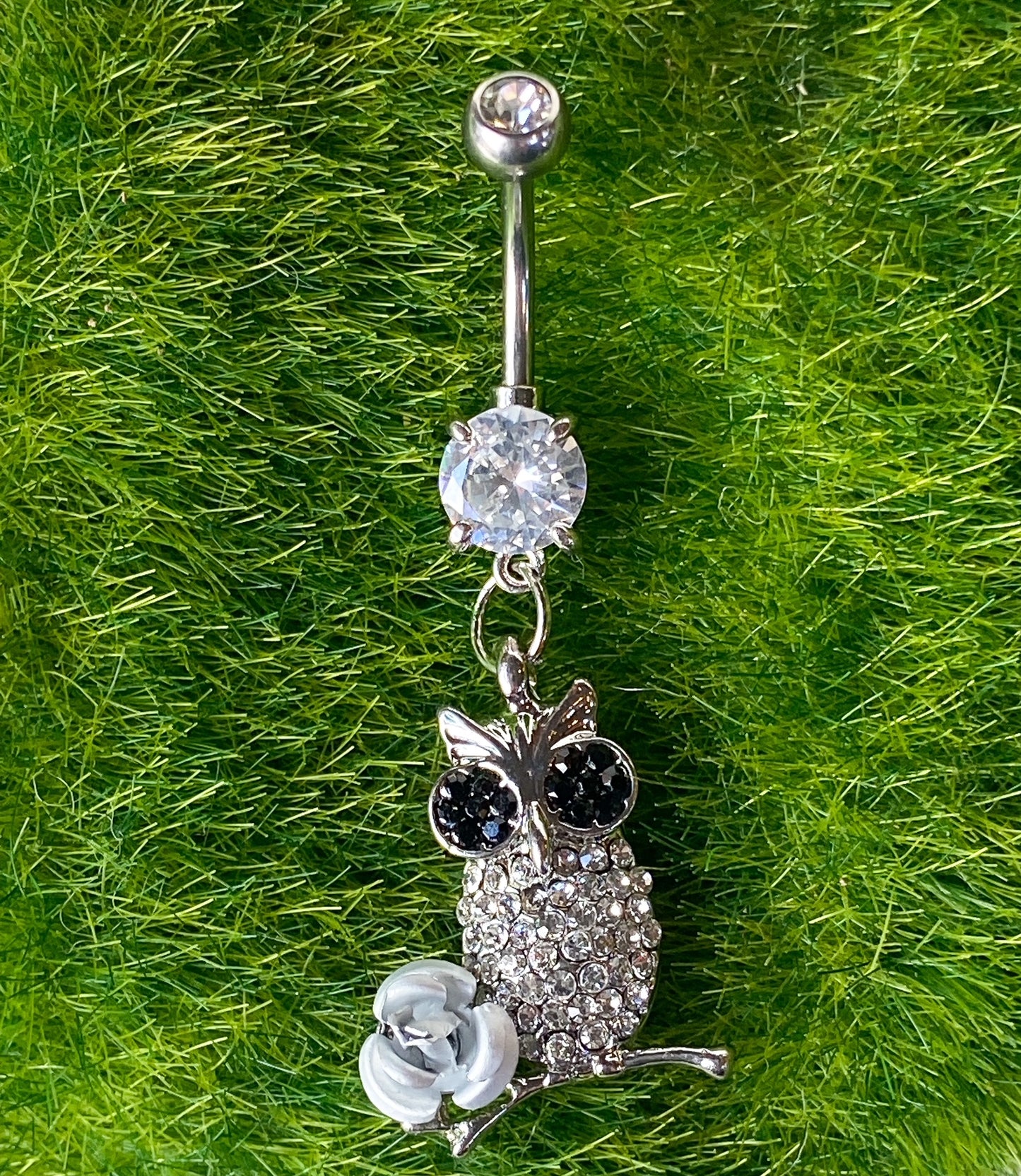 1pc Owl Dangle CZ Gem Flower Rose Belly Ring Navel Naval Body Jewelry