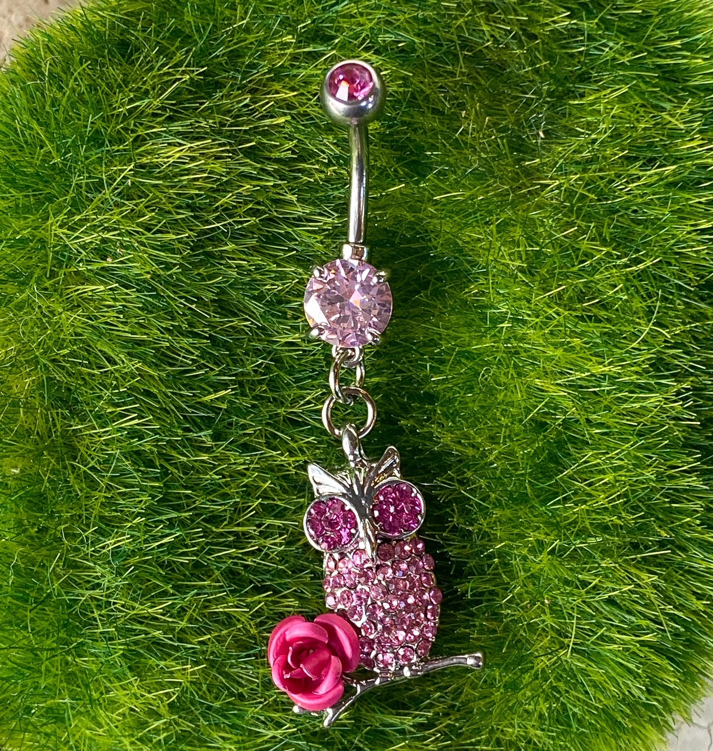 1pc Owl Dangle CZ Gem Flower Rose Belly Ring Navel Naval Body Jewelry