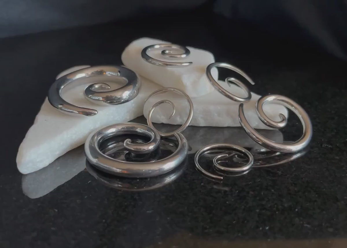 PAIR of Unique Stainless Steel Spiral Tapers Expanders - Gauges 14g thru 0g (8mm) available!