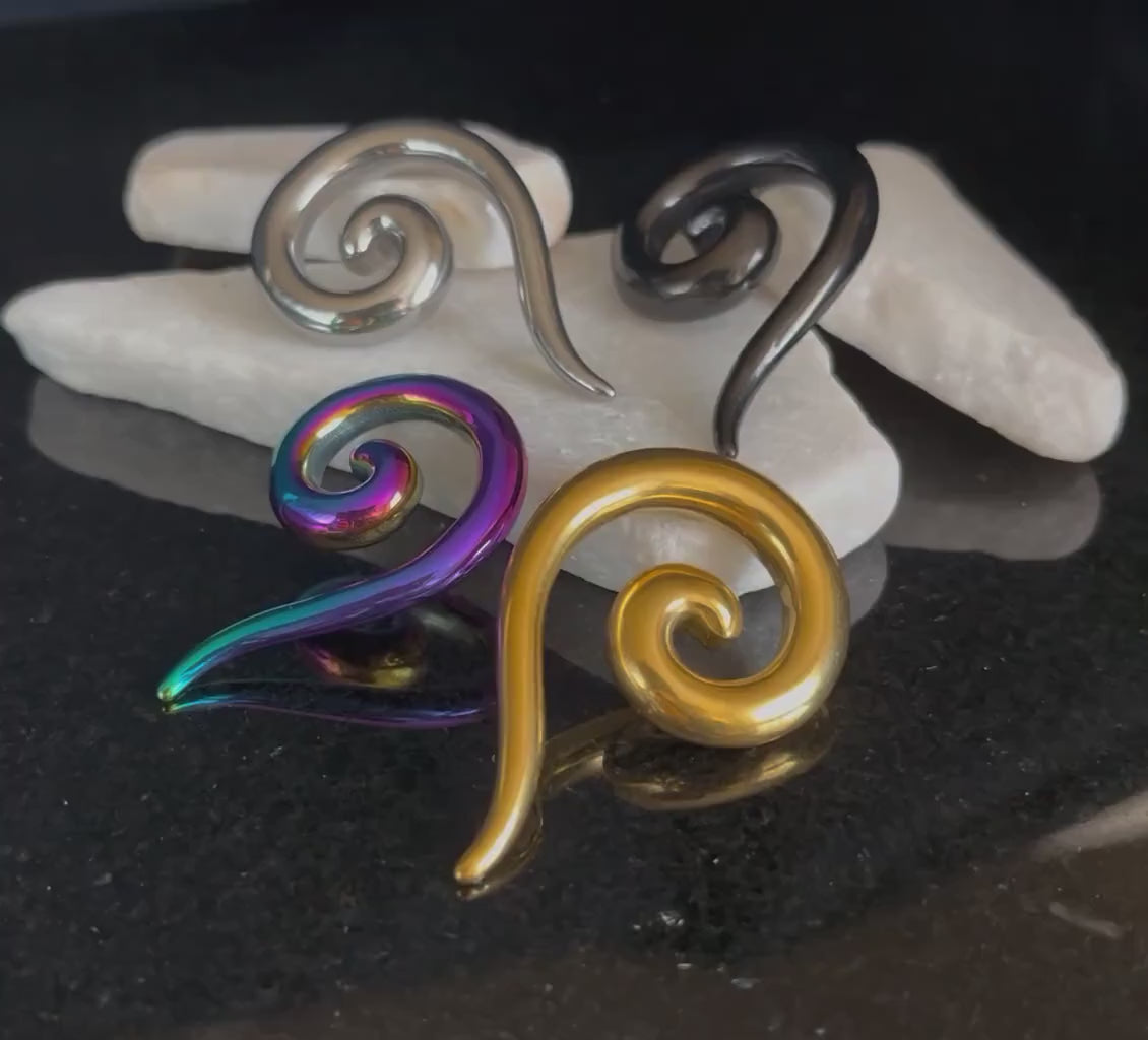 PAIR of Beautiful Surgical Steel Spiral Hanging Tapers Expanders - Gauges 12g (2mm) thru 2g (6mm) available!
