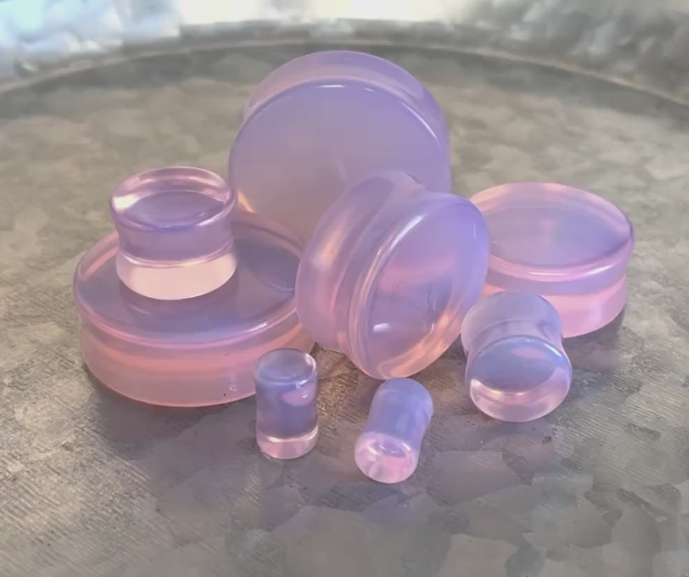 PAIR of Beautiful Lavender Opalite Stone Glass Plugs - Gauges 2g (6mm) to 32mm available!