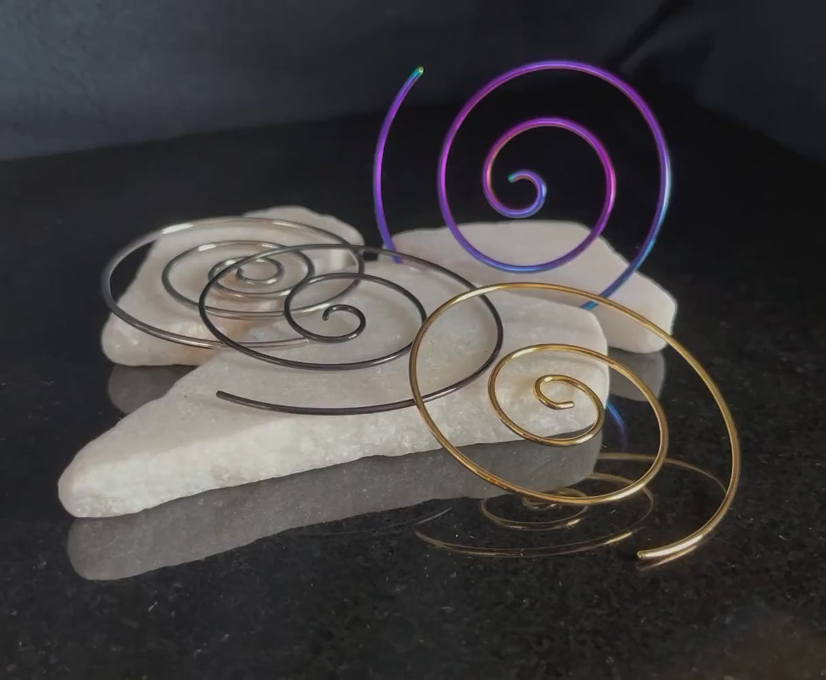 PAIR of Unique Large Steel Spiral Coiled Tapers - Gauges 14g (1.6mm) and 16g (1.2mm) available!