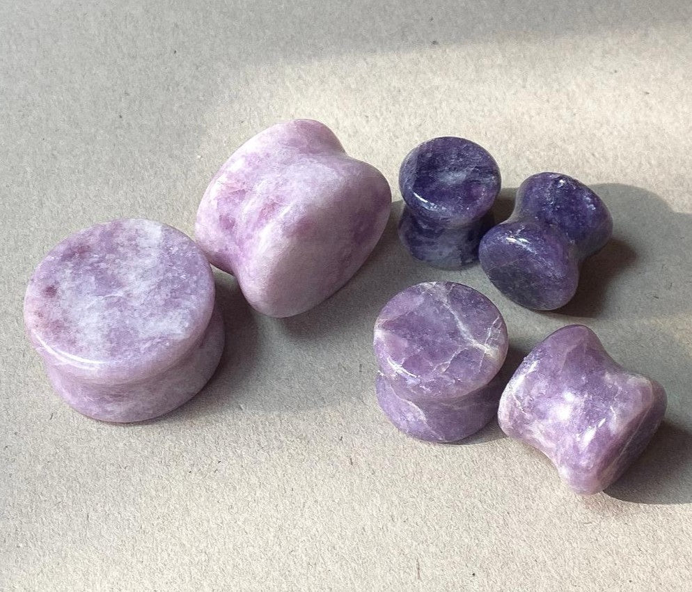 PAIR of Beautiful Natural Organic Moondevite Stone Double Flare Plugs