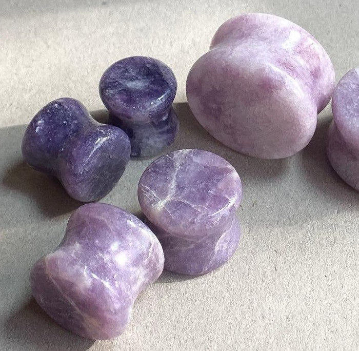 PAIR of Beautiful Natural Organic Moondevite Stone Double Flare Plugs