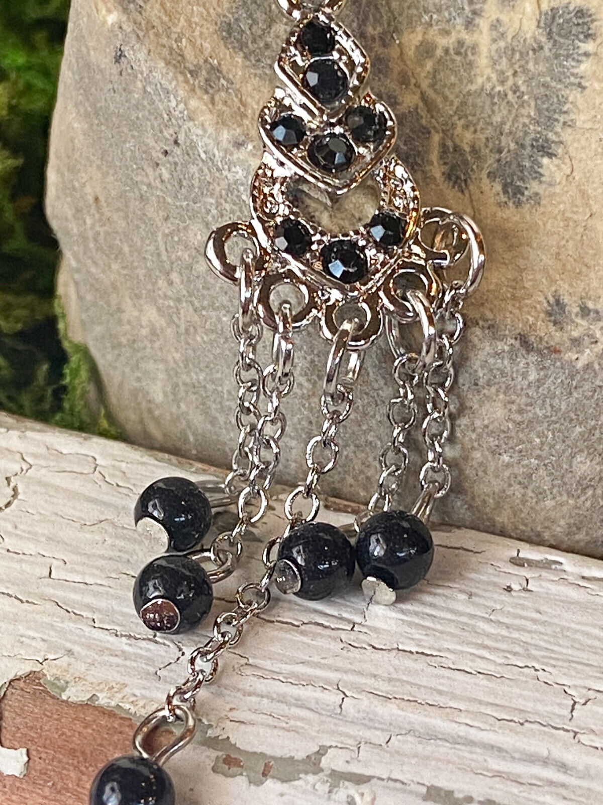 Chandelier Black Gem Belly Ring Pierced Navel Naval Piercing Body Jewelry