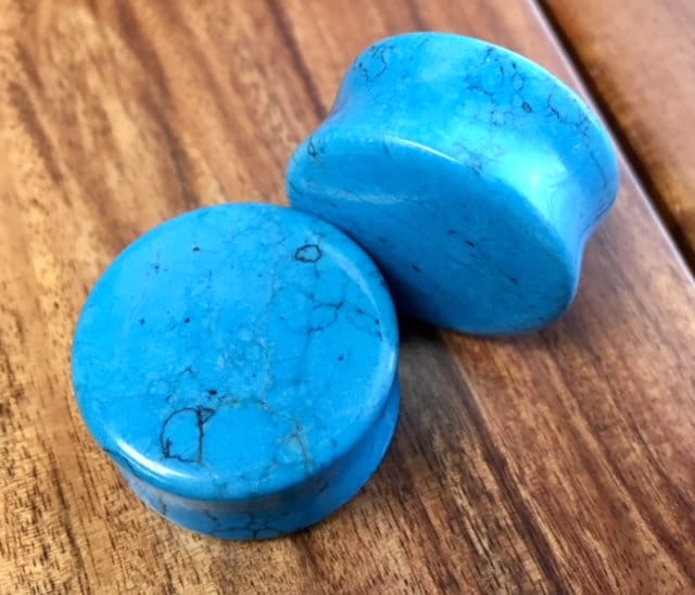 PAIR of Beautiful Turquoise Stone Plugs - Gauges 8g up to 1" (25mm) available!