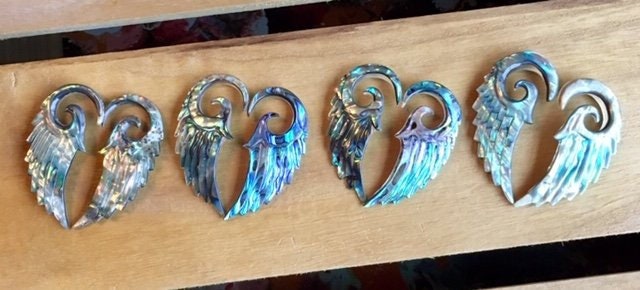 PAIR of Stunning Organic Abalone Angel Wing Tapers - Expander Gauges 8g (3.2mm) through 2g (6mm) available!