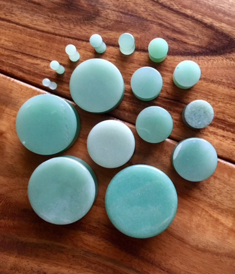 PAIR of Stunning Green Aventurine Organic Stone Plugs - Gauges 6g to 38mm available!