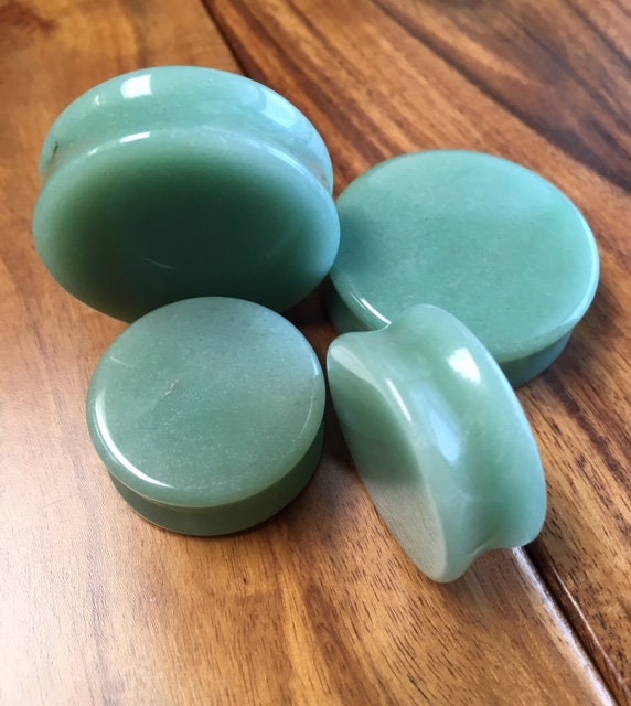 PAIR of Stunning Green Aventurine Organic Stone Plugs - Gauges 6g to 38mm available!