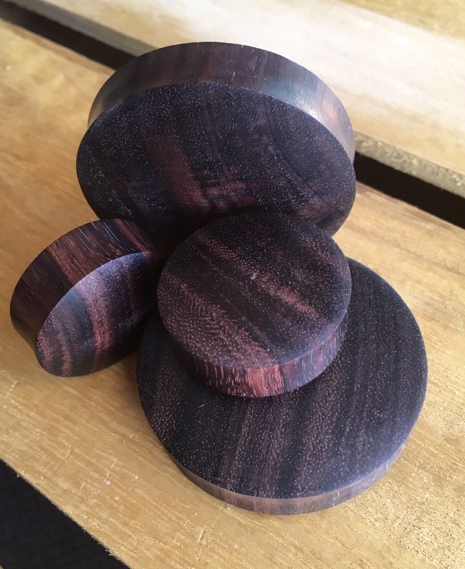 PAIR of Organic Brown Sono Wood Plugs - Gauges 2g (6mm) up to 2" (50mm) available!