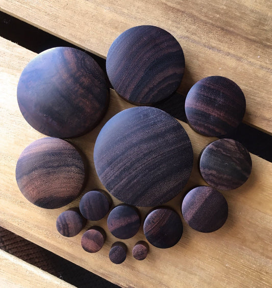 PAIR of Organic Brown Sono Wood Plugs - Gauges 2g (6mm) up to 2" (50mm) available!