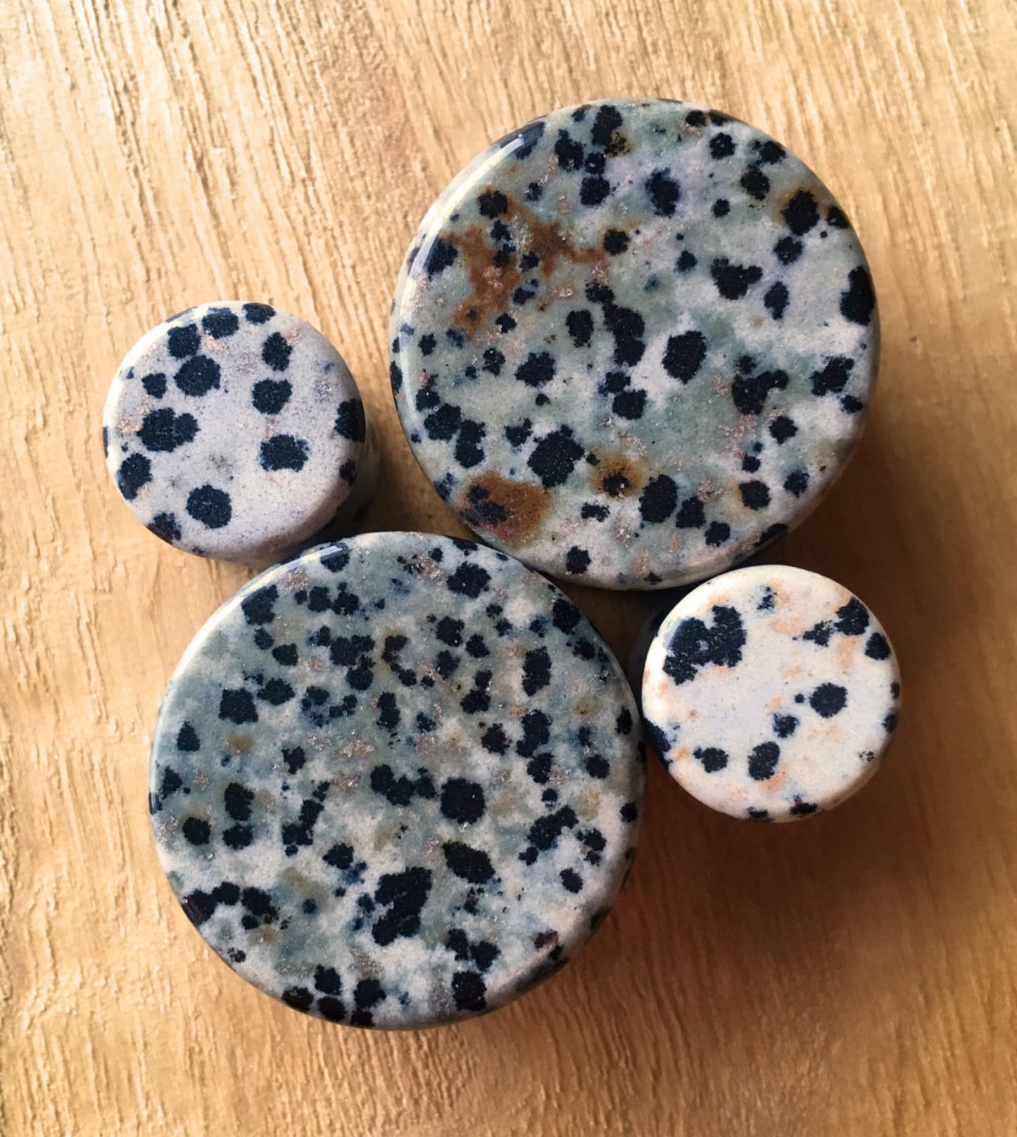 PAIR of Stunning Organic Dalmatian Jasper Stone Plugs - Gauges 8g (3mm) up to 1&1/2" (38mm) available!