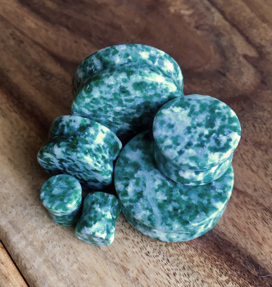 PAIR of Unique Amazonite Semi-Precious Organic Stone Plugs - Gauges 8g (3mm) up to 1" (25mm) available!