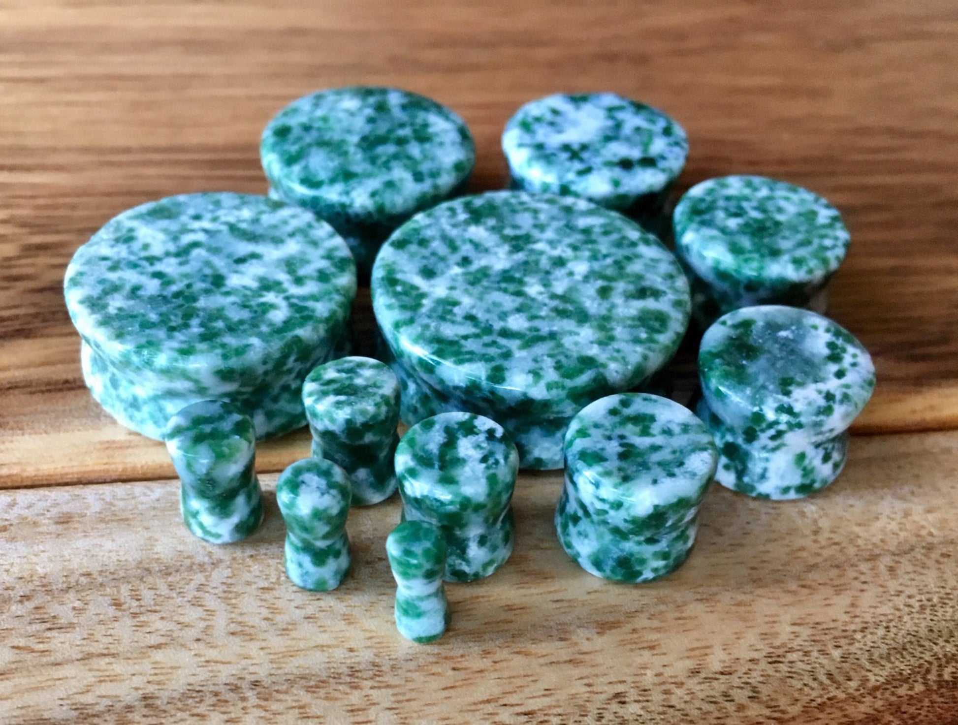 PAIR of Unique Amazonite Semi-Precious Organic Stone Plugs - Gauges 8g (3mm) up to 1" (25mm) available!