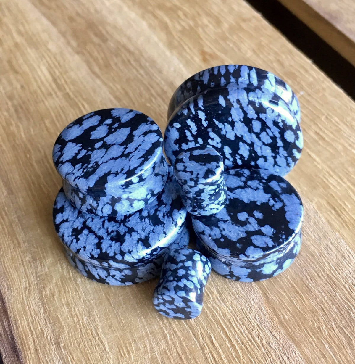 PAIR of Stunning Black Obsidian Organic Stone Plugs - Gauges 8g (3mm) up to 1" (25mm)