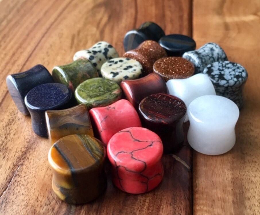 ALL 10 PAIR of Organic Double Flare Stone Plugs - Value Pack - Gauges 8g (3mm) through 1" (25mm) available!