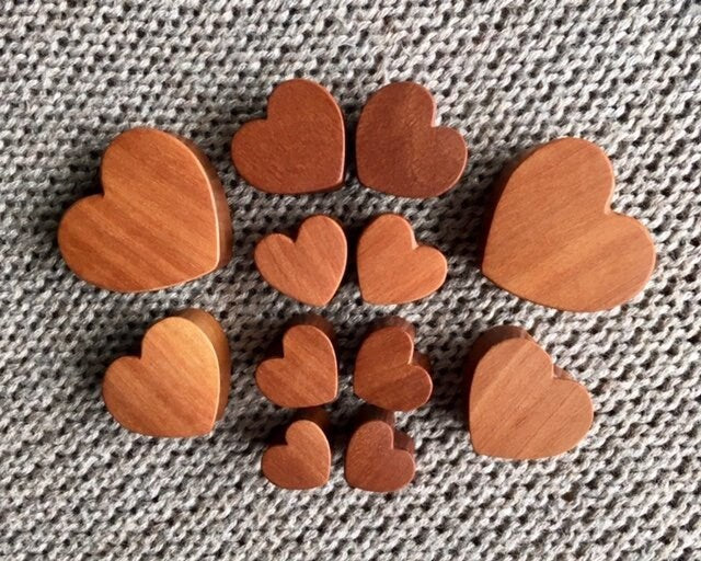 PAIR of Heart Organic Red Cherry Wood Plugs - Gauges 0g (8mm) to 1"(25mm) available!