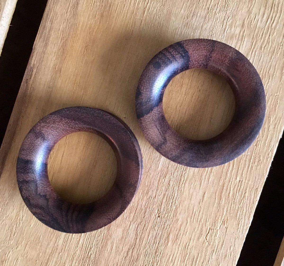 PAIR of Unique Organic Brown Sono Wood Tunnels - Gauges 2g (6mm) up to 1&5/8" (40mm) available!