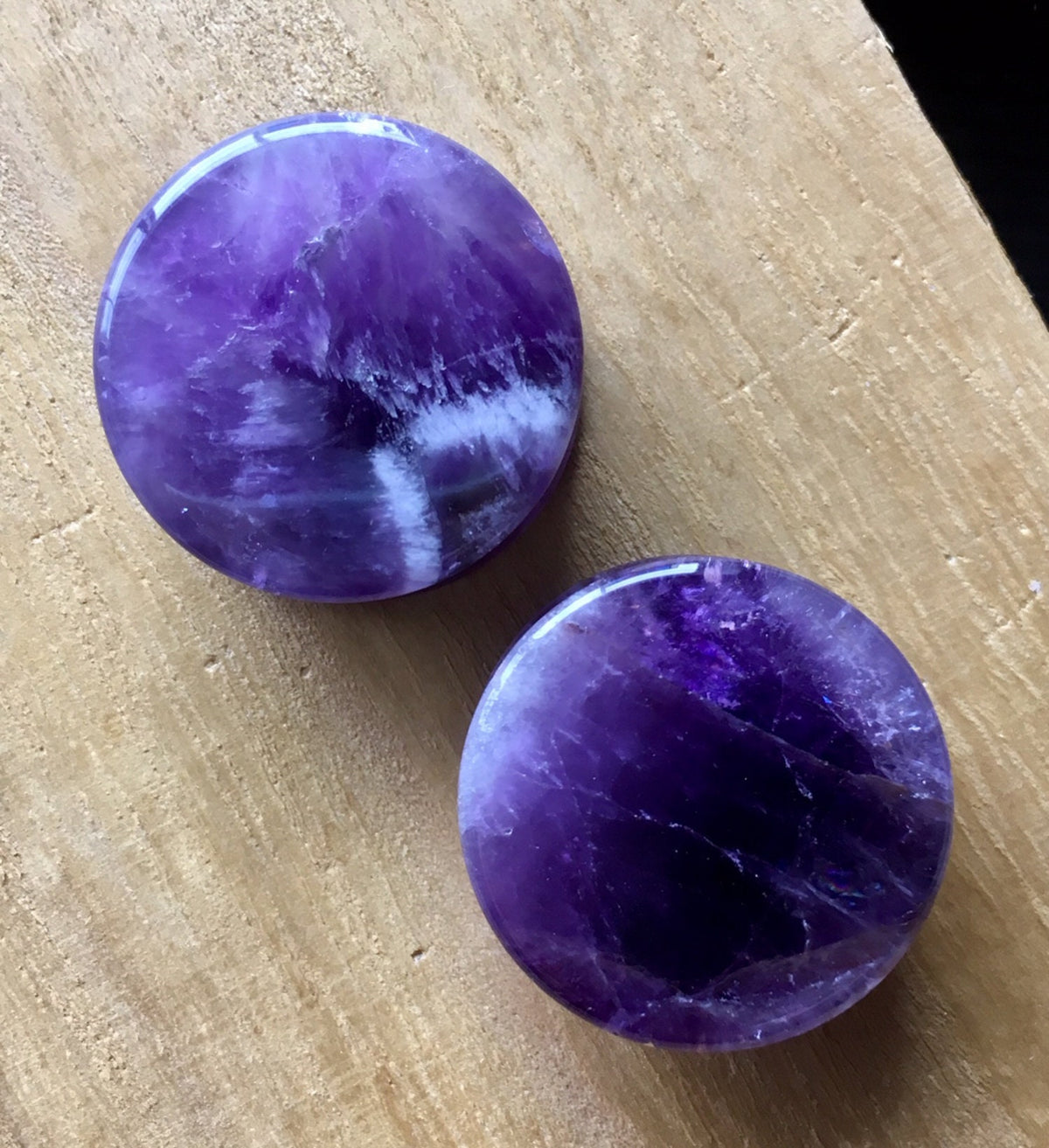 PAIR of Stunning Amethyst Organic Stone Plugs - Gauges 8g (3mm) up to 1" (25mm) available!
