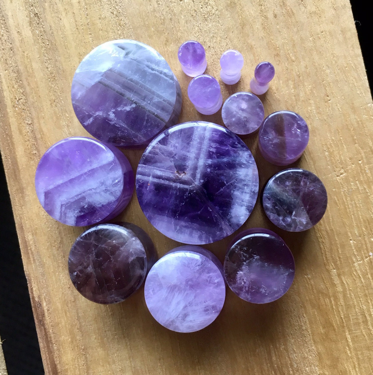 PAIR of Stunning Amethyst Organic Stone Plugs - Gauges 8g (3mm) up to 1" (25mm) available!