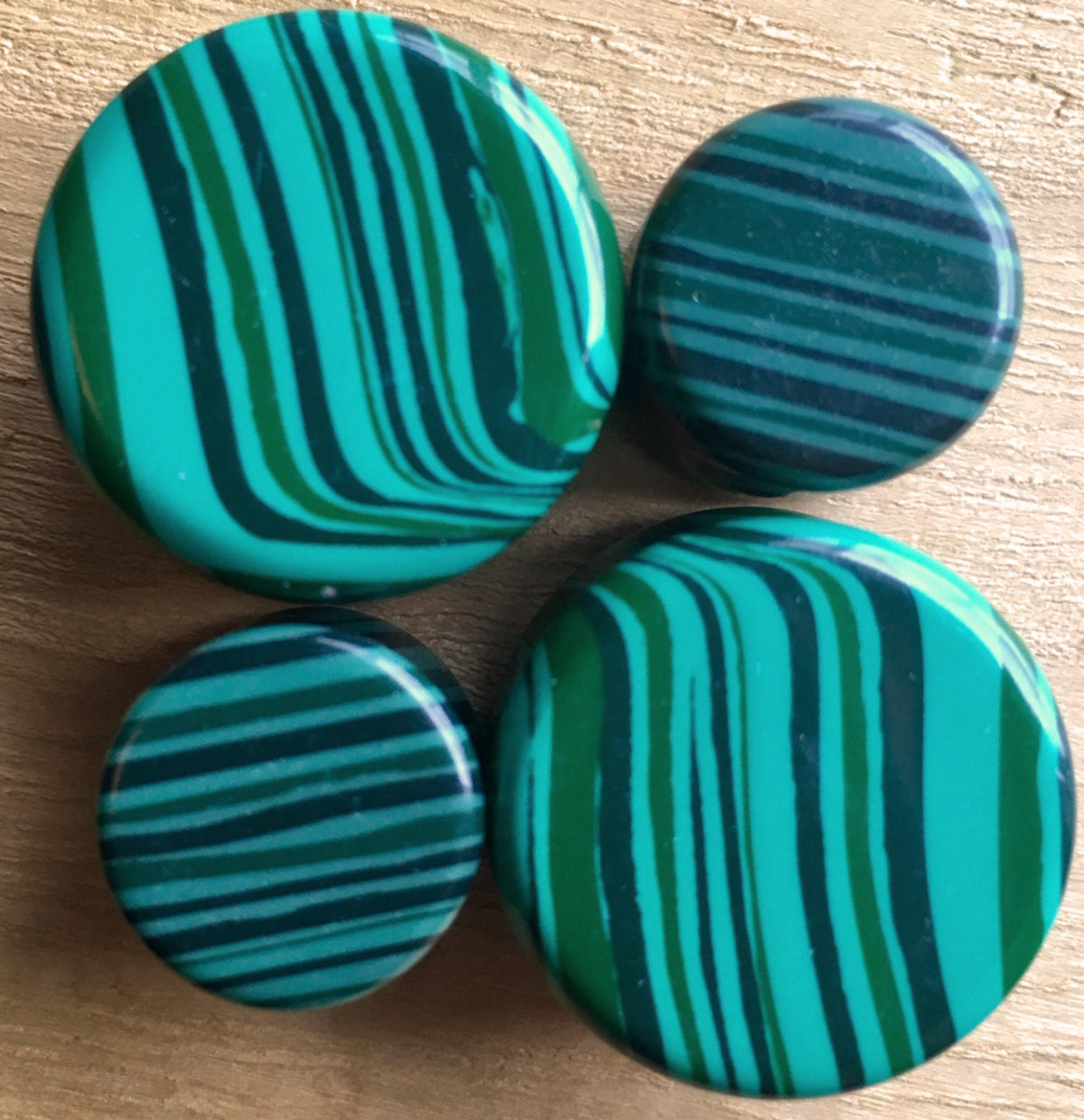 PAIR of Unique Green Malachite Stone Plugs - Gauges 8g (3mm) up to 25mm available!