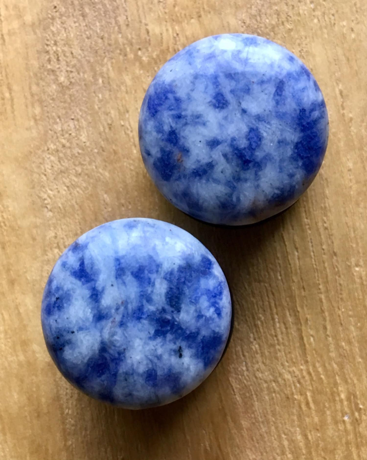 PAIR of Organic Blue Spot Jasper Single Flare Stone Plugs with O-Rings - Gauges 4g (5mm) up to 5/8" (16mm) Available!