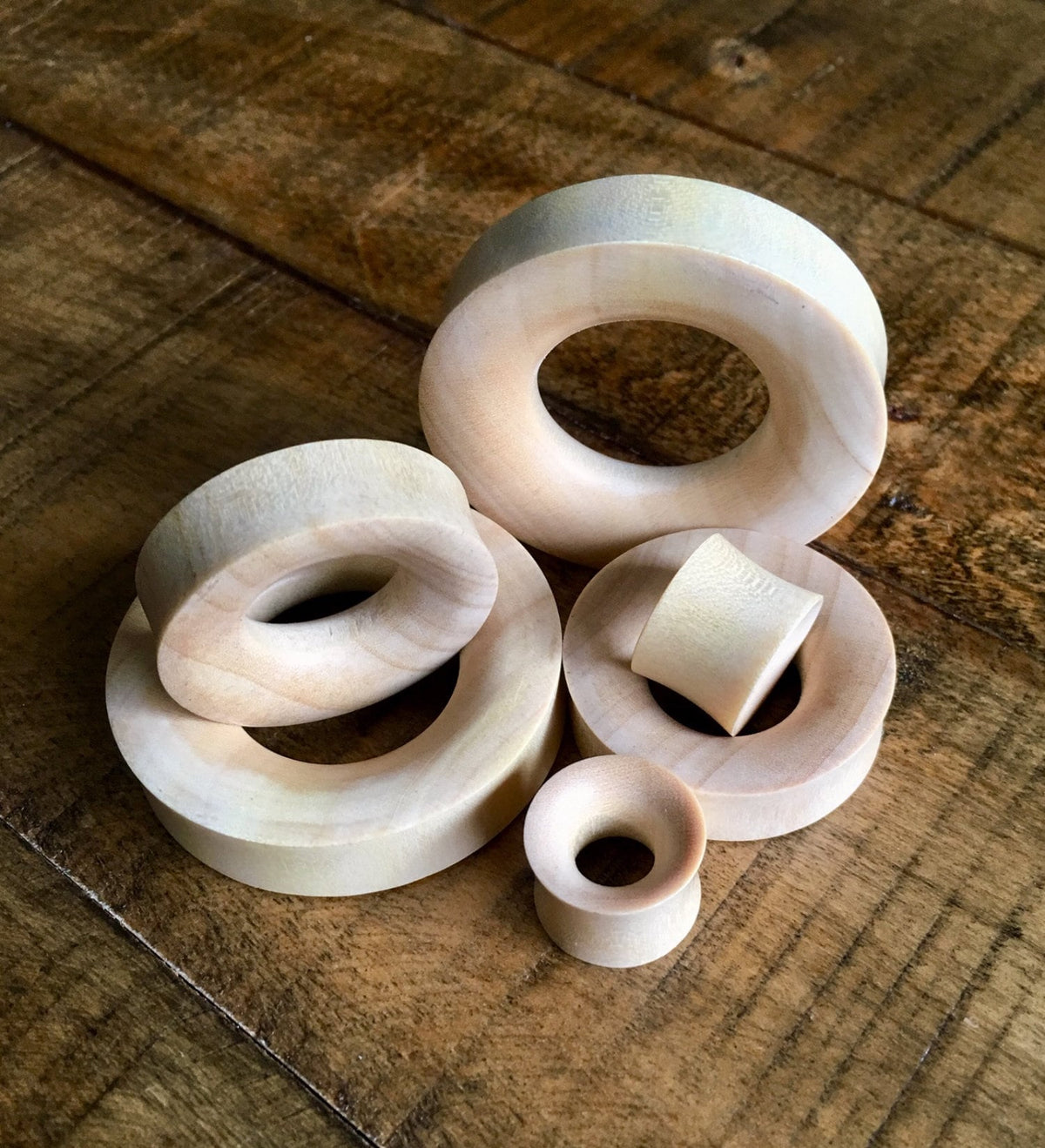 PAIR of Unique Organic Blond Crocodile Wood Tunnels - Gauges 6g (4mm) up to 2" (50mm) available!