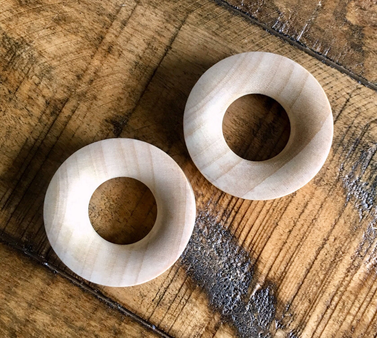 PAIR of Unique Organic Blond Crocodile Wood Tunnels - Gauges 6g (4mm) up to 2" (50mm) available!
