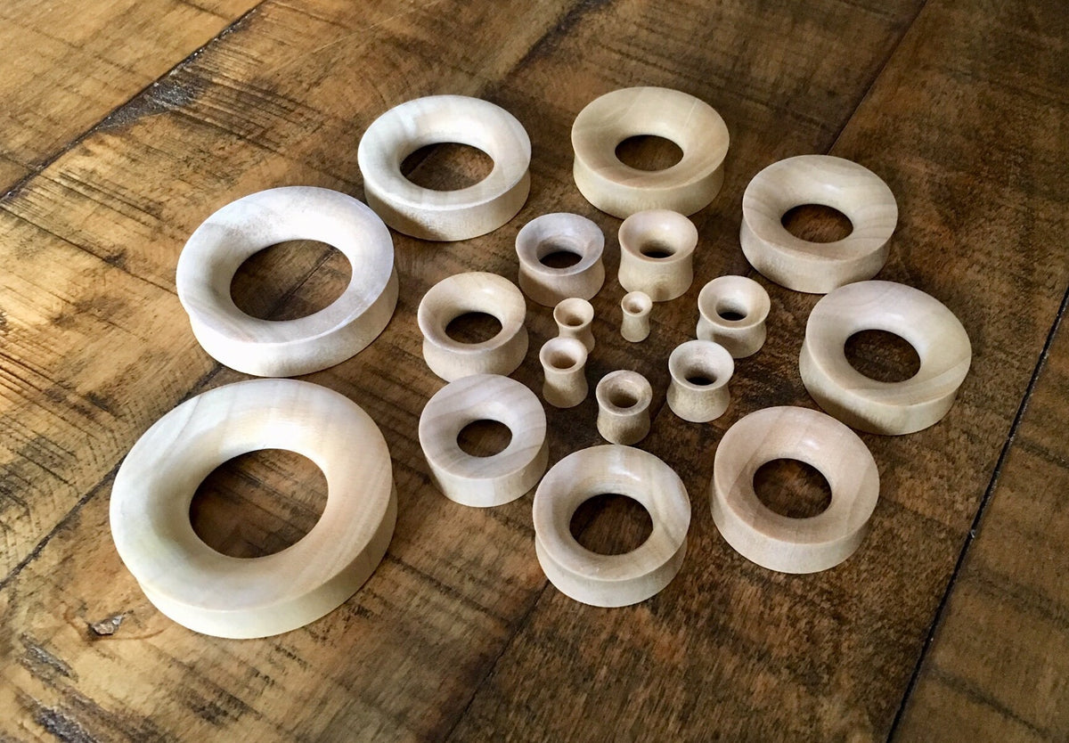 PAIR of Unique Organic Blond Crocodile Wood Tunnels - Gauges 6g (4mm) up to 2" (50mm) available!