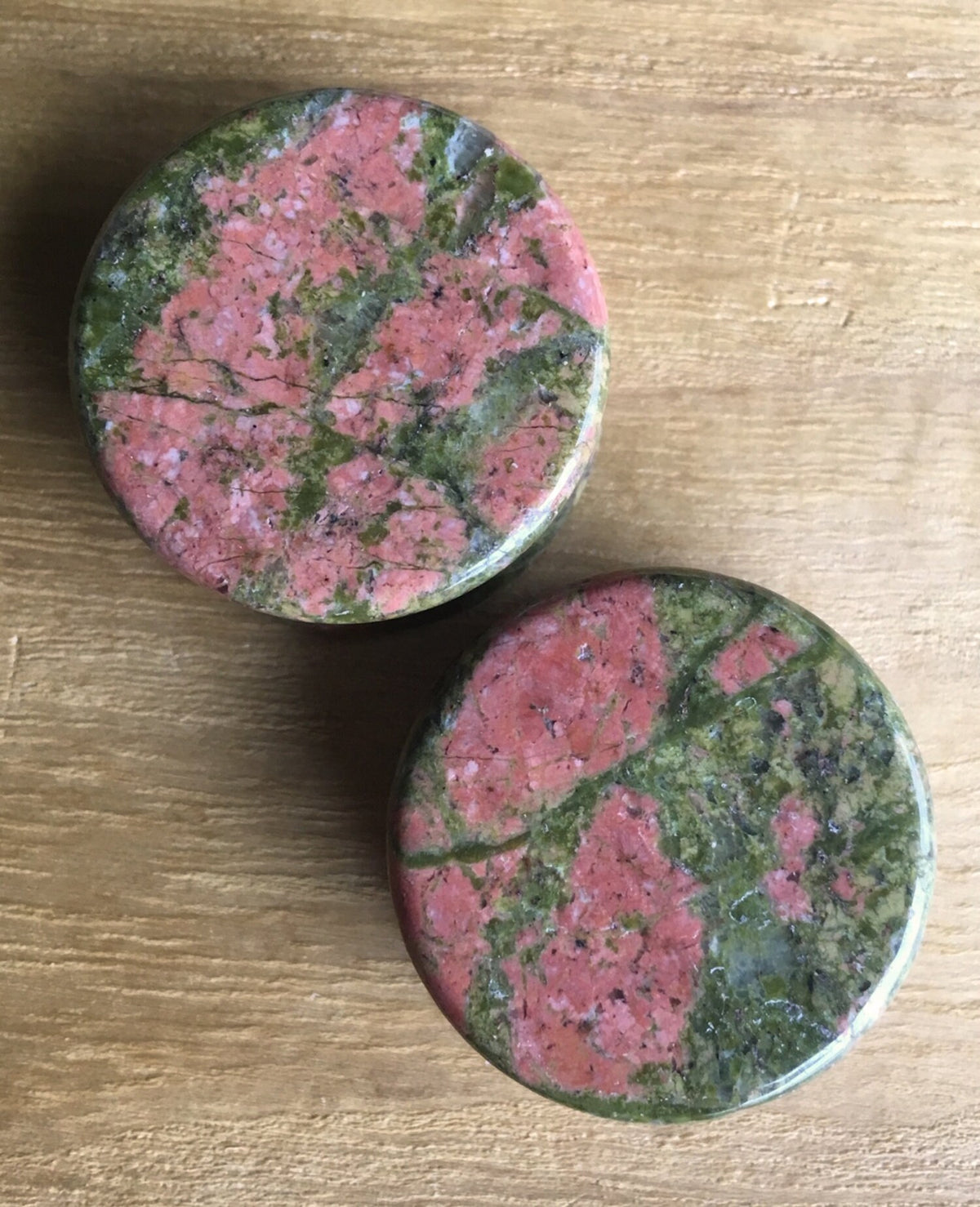 PAIR of Unakite Organic Stone Plugs - Gauges 8g (3mm) up to 1" (38mm) available!