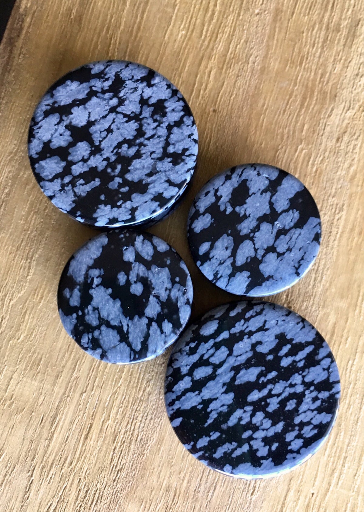 PAIR of Stunning Black Obsidian Organic Stone Plugs - Gauges 8g (3mm) up to 1" (25mm)