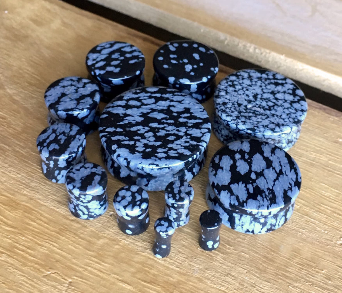 PAIR of Stunning Black Obsidian Organic Stone Plugs - Gauges 8g (3mm) up to 1" (25mm)