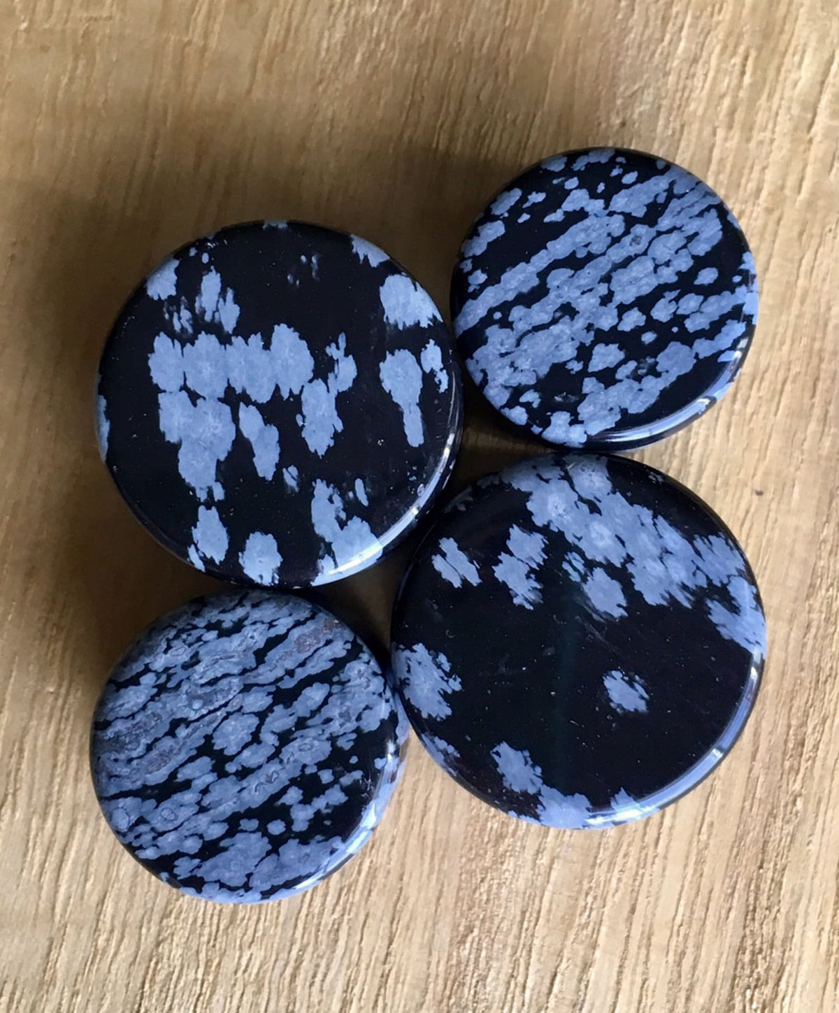 PAIR of Stunning Snowflake Obsidian Organic Stone Plugs - Gauges 8g (3mm) up to 1" (25mm) available!